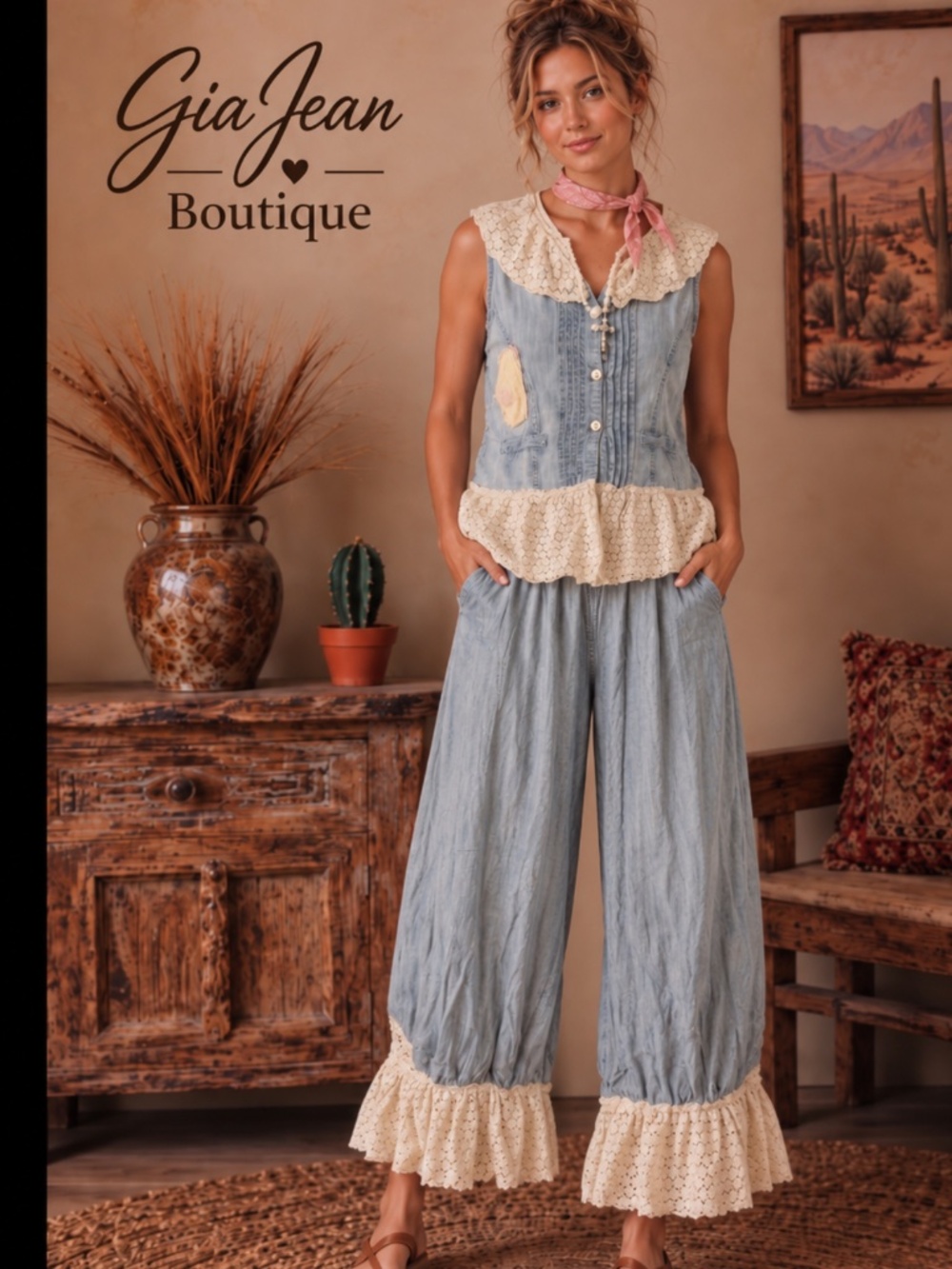 ❤️ JADED GYPSY “ WHISPERS “ JADED GYPSY VINTAGE WHISPERS BLOOMER PANTS 44